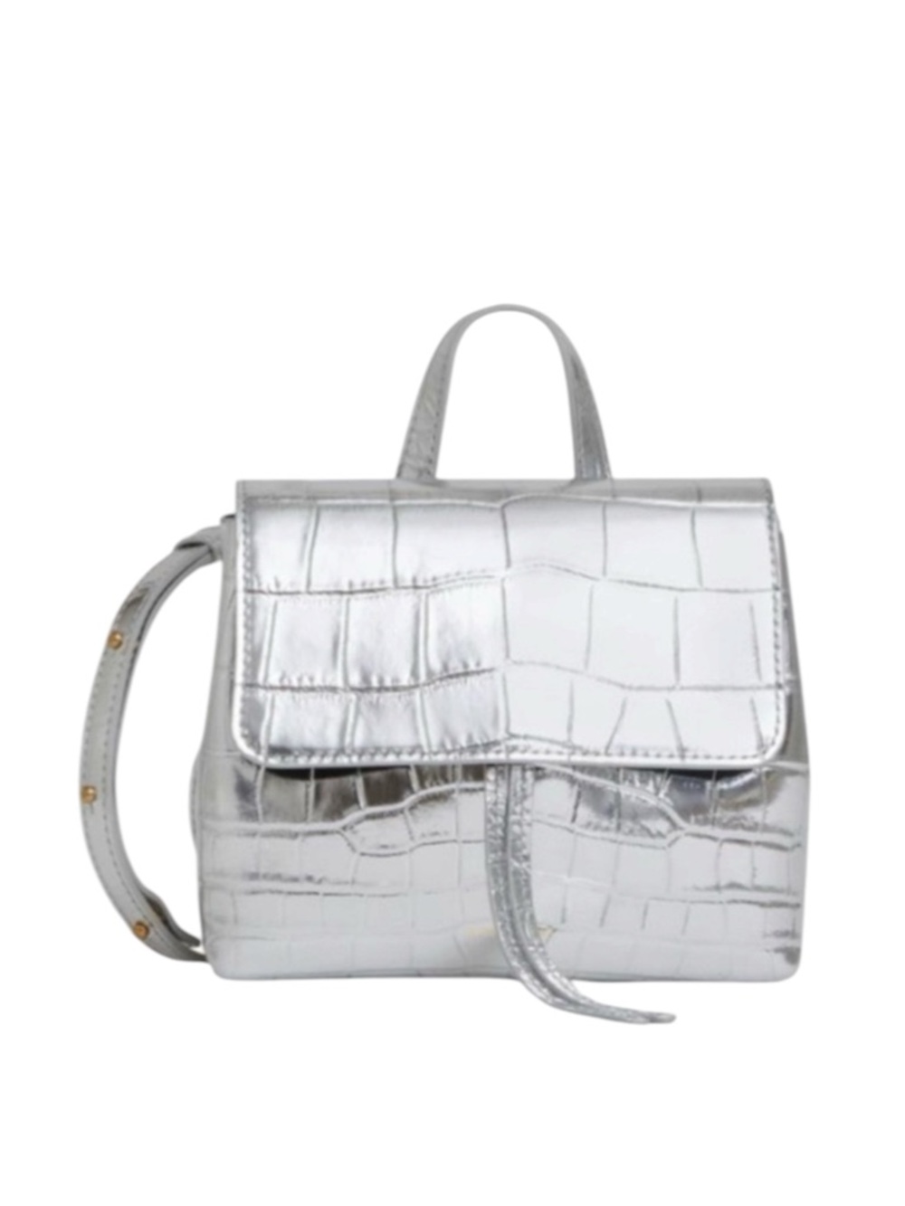 NEW Mansur Gavriel Mini Soft Lady Metallic Bag Croc Embossed Leather Silver Gold